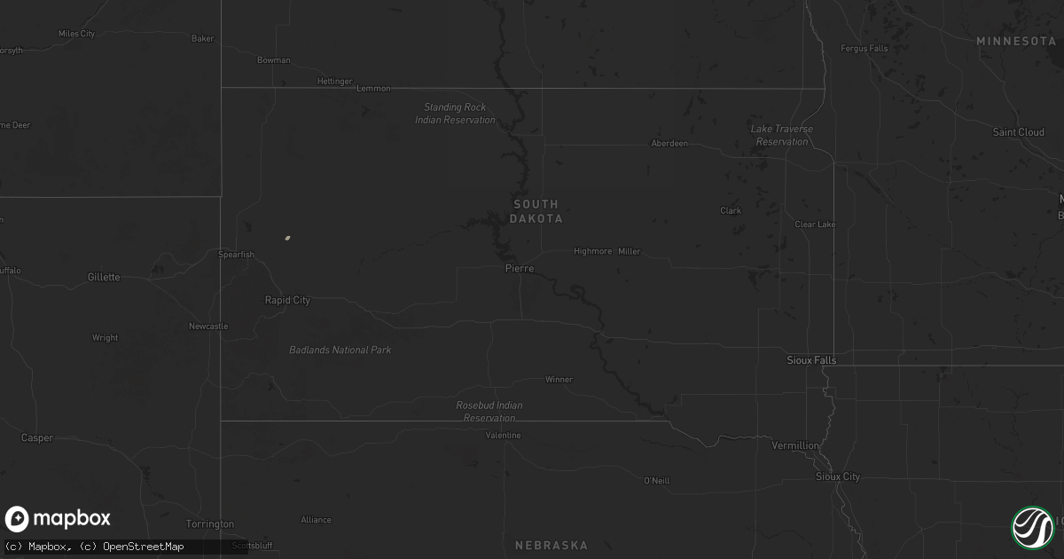 Hail map in South Dakota on June 24, 2025