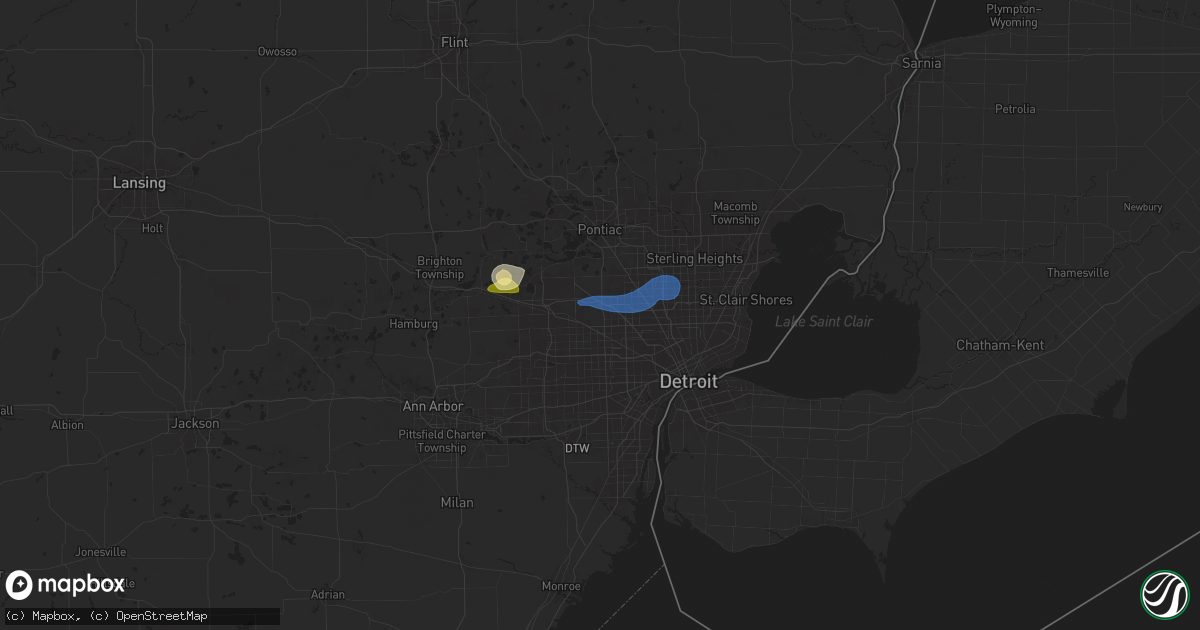 Hail map in Southfield, MI on June 24, 2025
