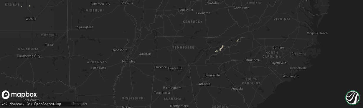 Hail map in Tennessee on June 24, 2025