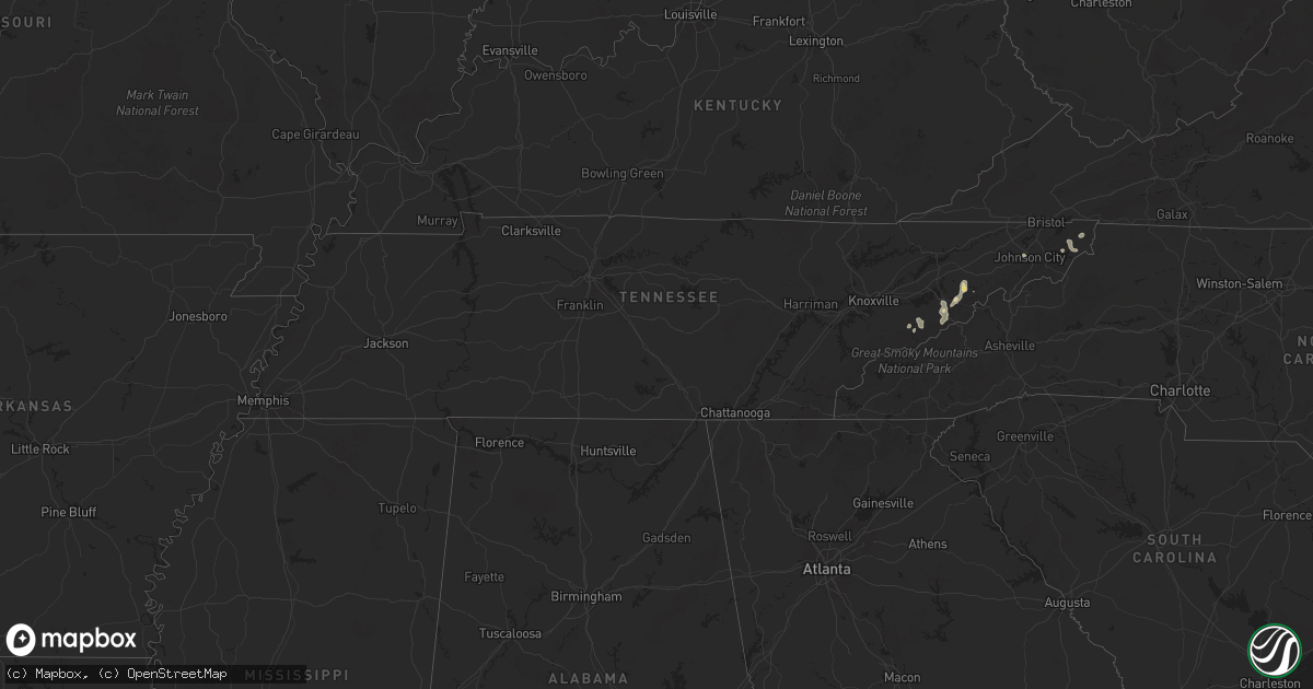 Hail map in Tennessee on June 24, 2025