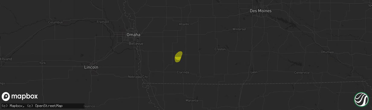 Hail map in Villisca, IA on June 24, 2025