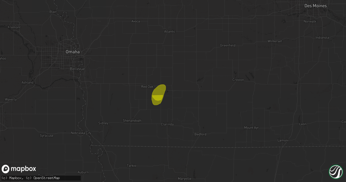 Hail map in Villisca, IA on June 24, 2025