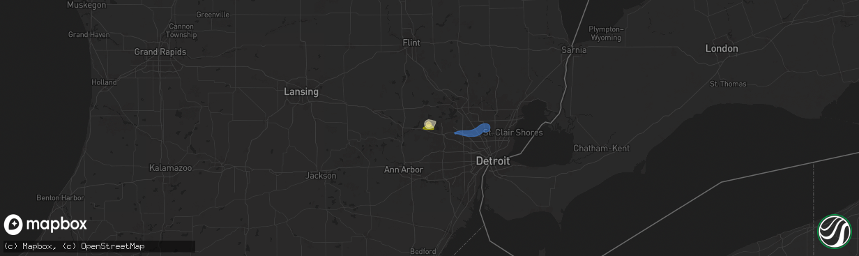 Hail map in Wixom, MI on June 24, 2025
