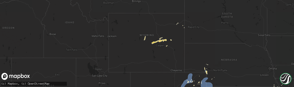 Hail map in Wyoming on June 24, 2025