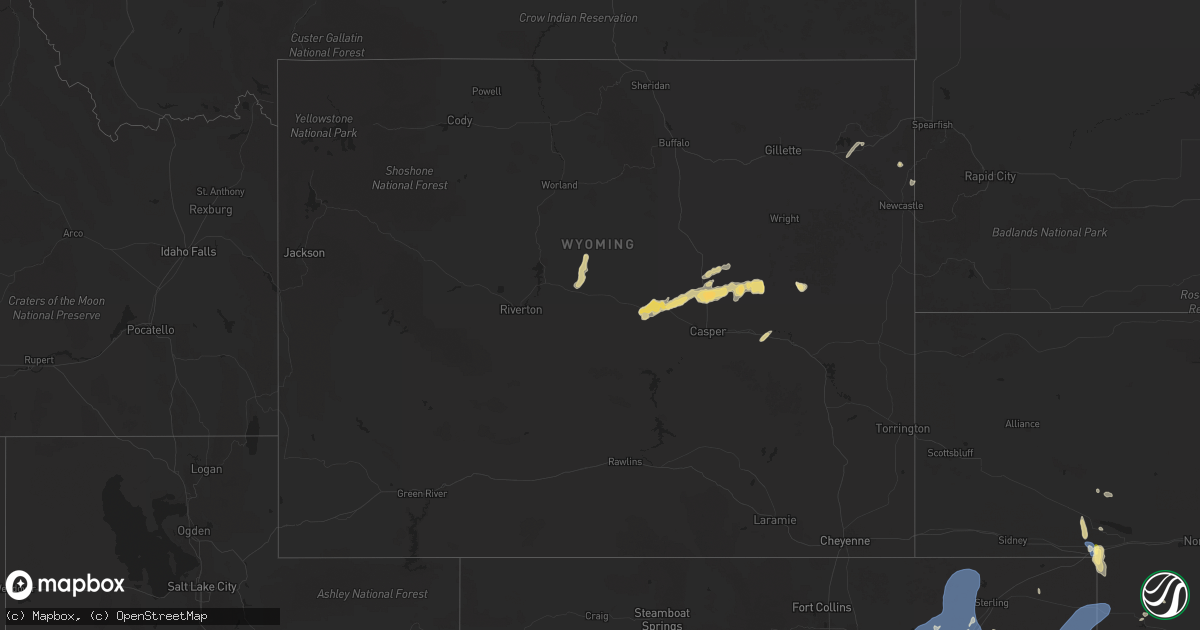 Hail map in Wyoming on June 24, 2025