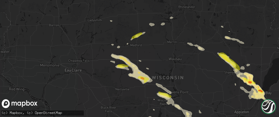 Hail map in Abbotsford, WI on June 24, 2026