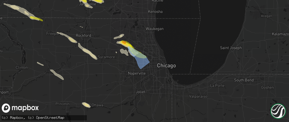 Hail map in Addison, IL on June 24, 2026