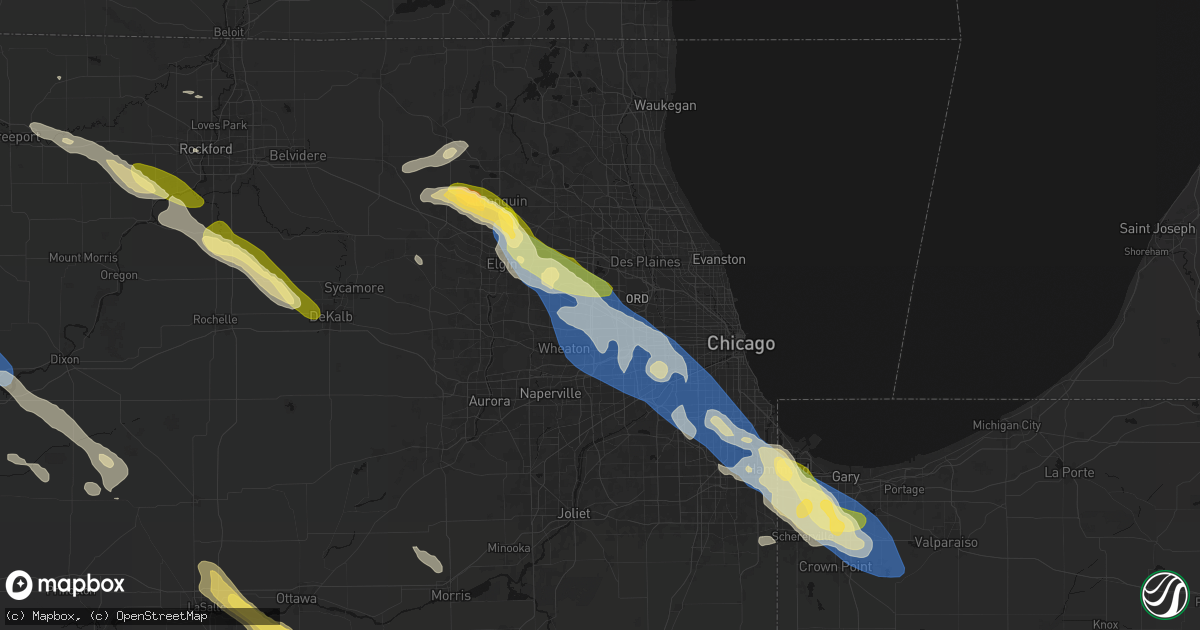 Hail map in Addison, IL on June 24, 2026