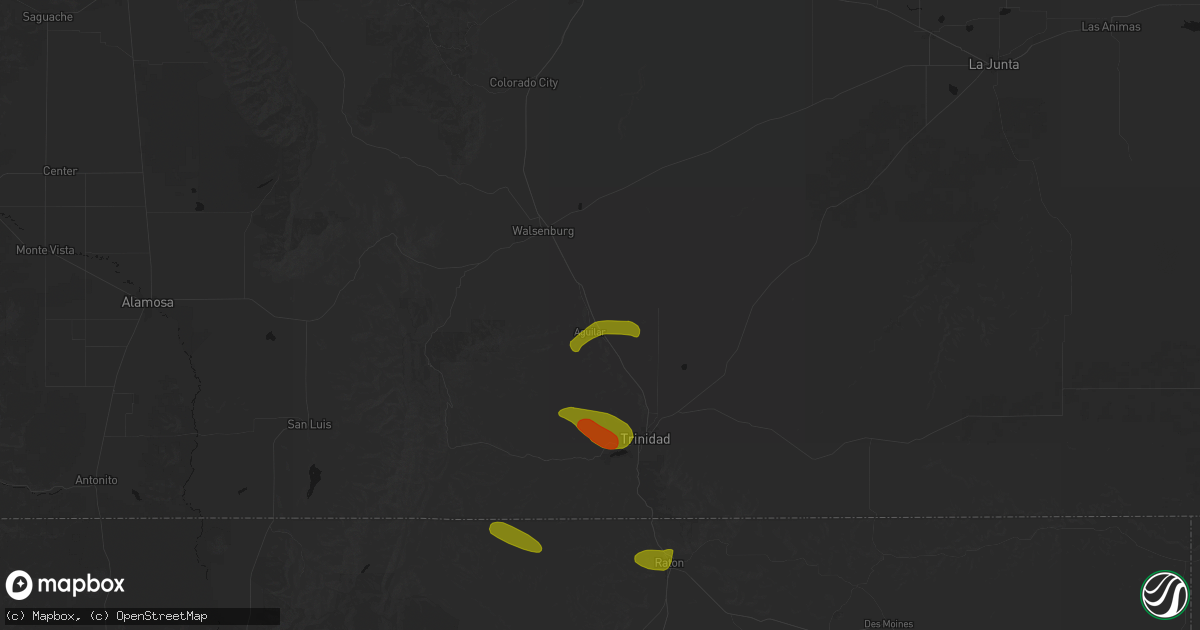 Hail map in Aguilar, CO on June 24, 2026