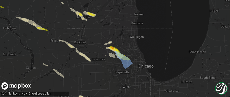 Hail map in Algonquin, IL on June 24, 2026