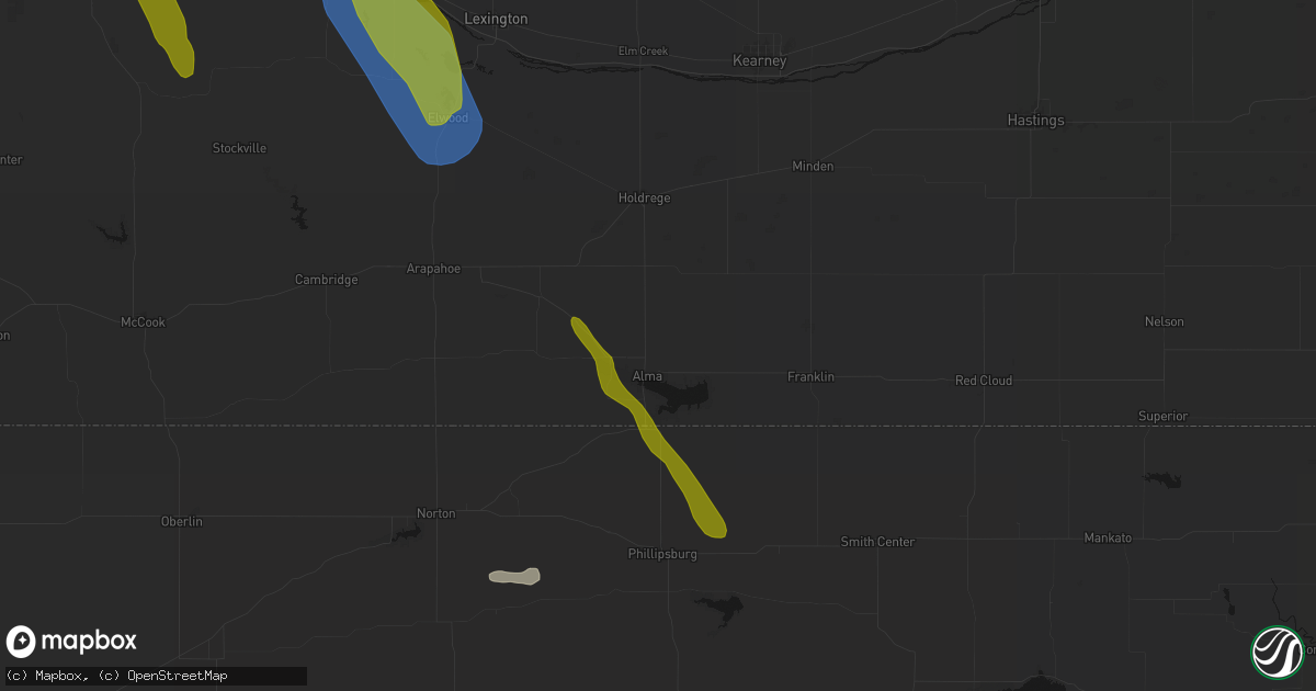 Hail map in Alma, NE on June 24, 2026