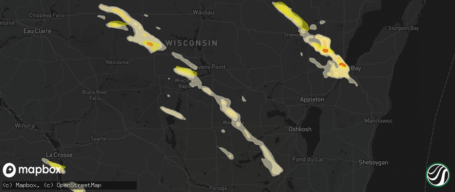 Hail map in Almond, WI on June 24, 2026
