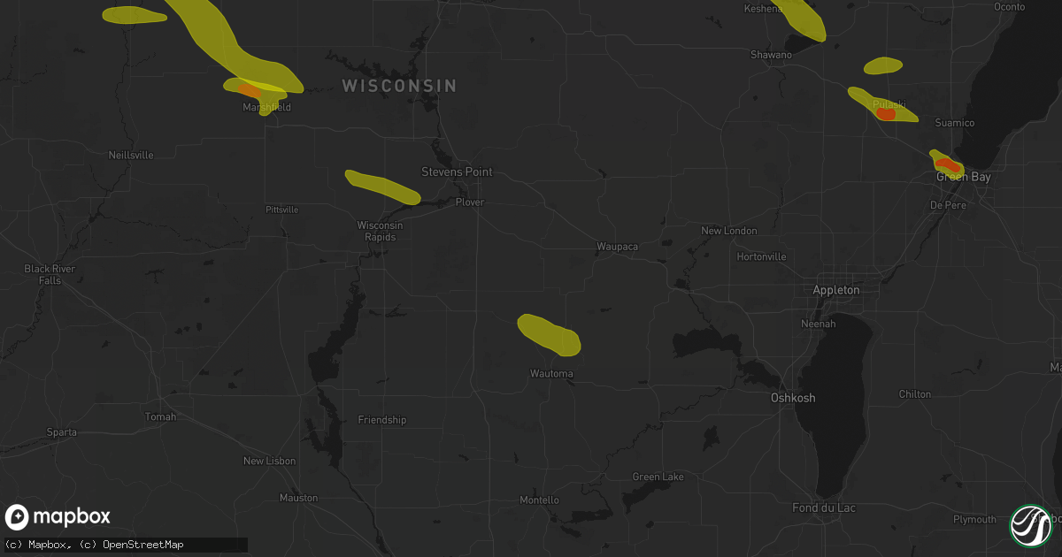 Hail map in Almond, WI on June 24, 2026