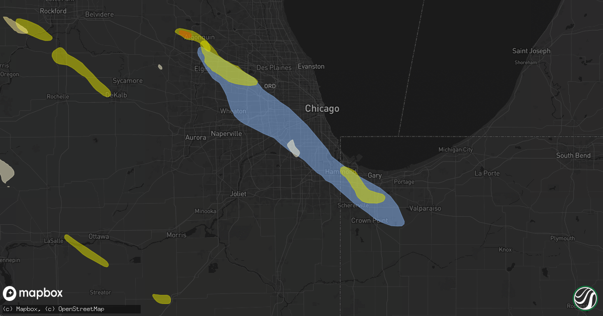 Hail map in Alsip, IL on June 24, 2026