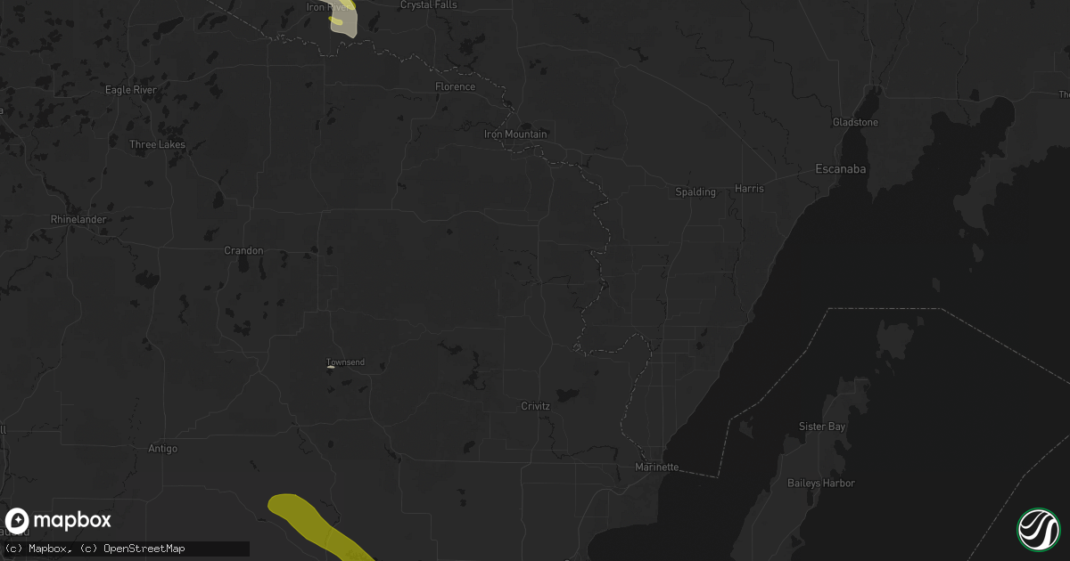 Hail map in Amberg, WI on June 24, 2026