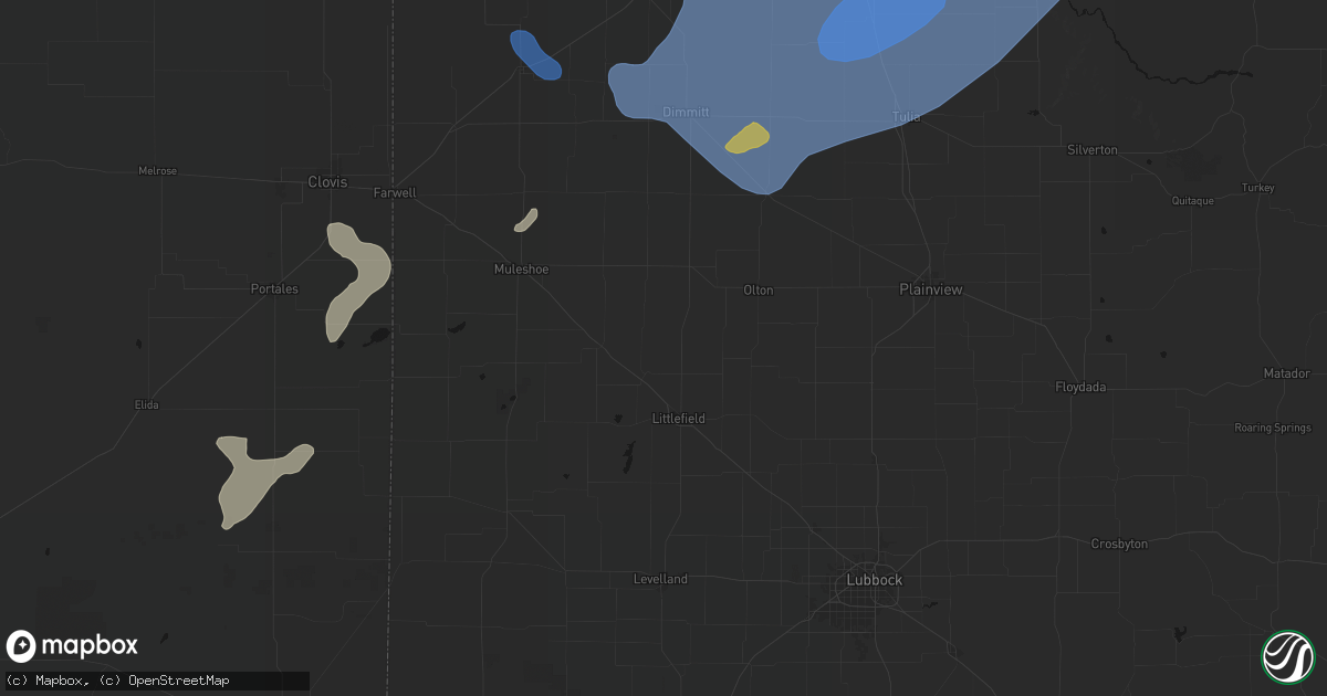 Hail map in Amherst, TX on June 24, 2026