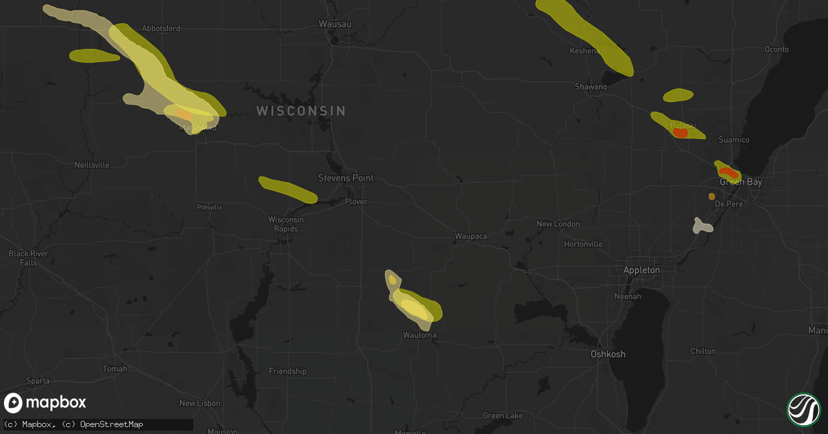 Hail map in Amherst, WI on June 24, 2026