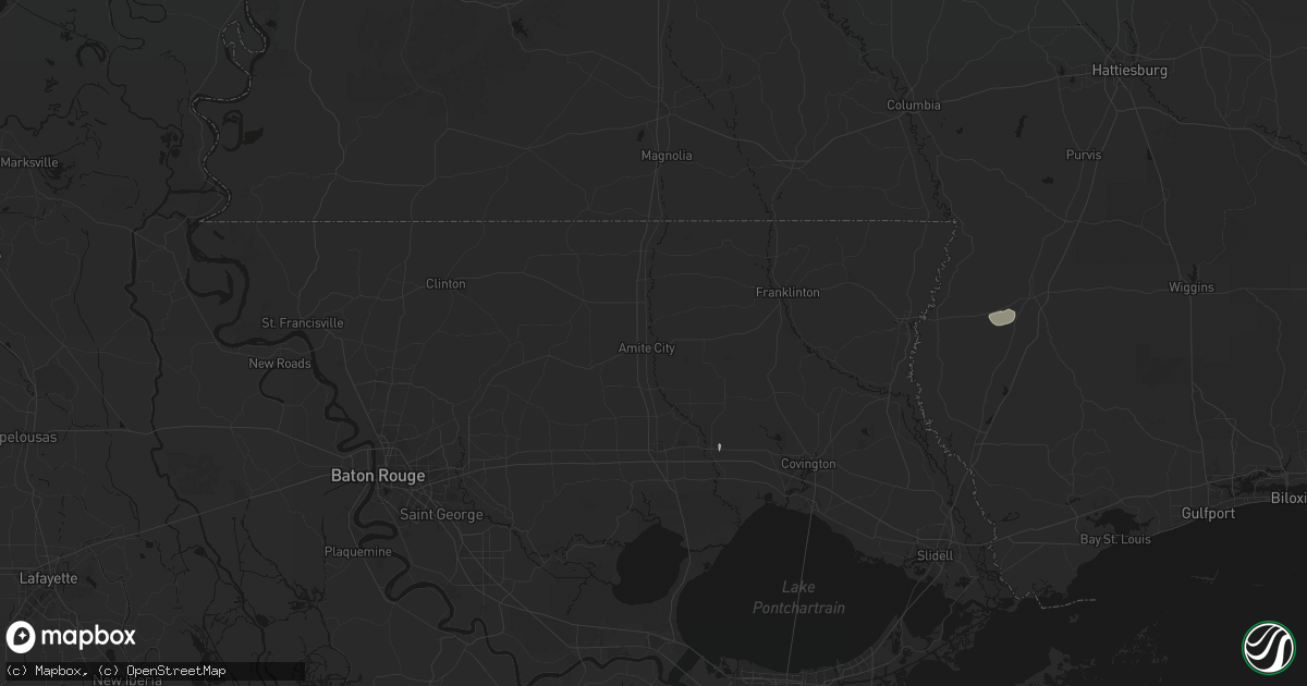 Hail map in Amite, LA on June 24, 2026