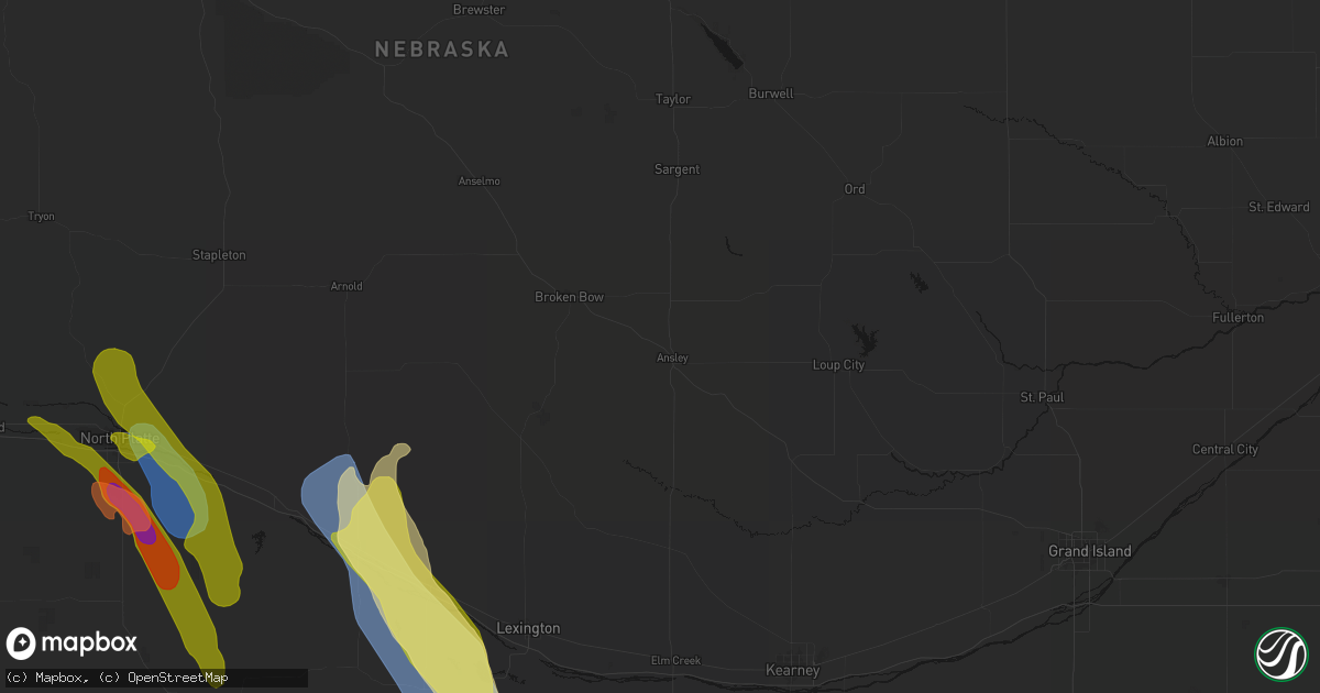 Hail map in Ansley, NE on June 24, 2026