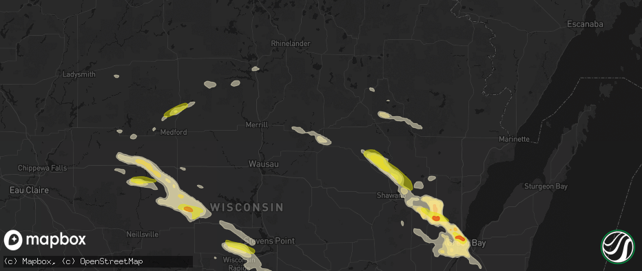 Hail map in Antigo, WI on June 24, 2026
