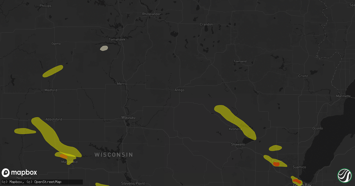Hail map in Antigo, WI on June 24, 2026