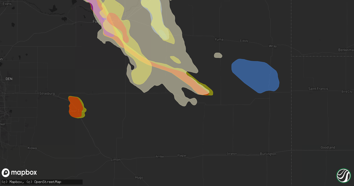 Hail map in Anton, CO on June 24, 2026