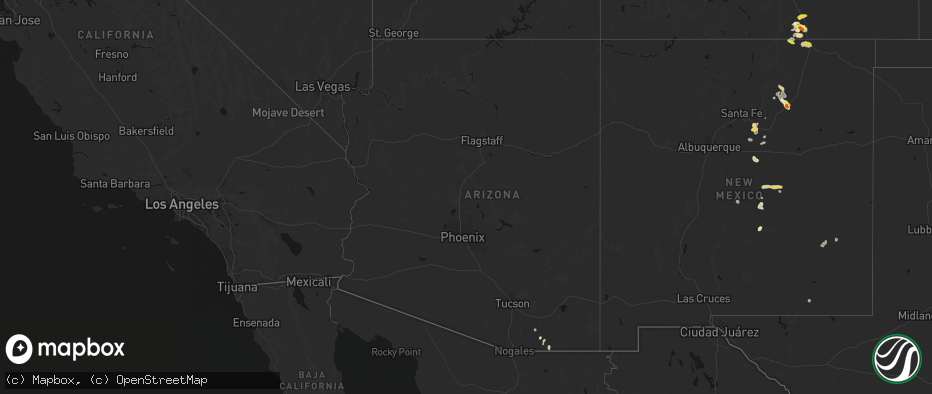 Hail map in Arizona on June 24, 2026