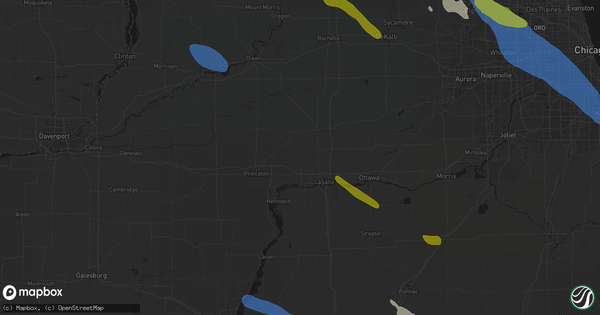 Hail map in Arlington, IL on June 24, 2026