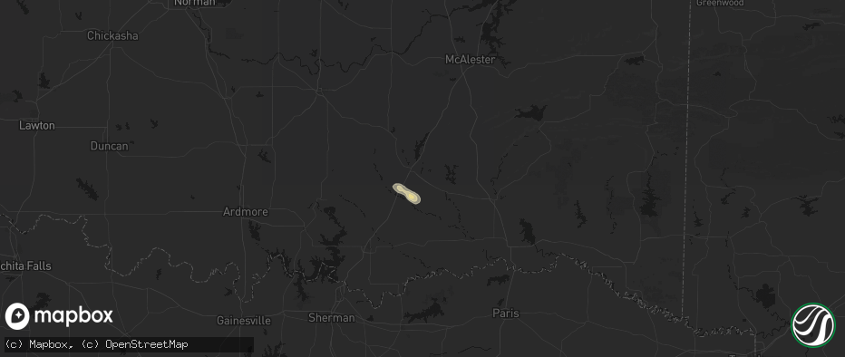 Hail map in Atoka, OK on June 24, 2026