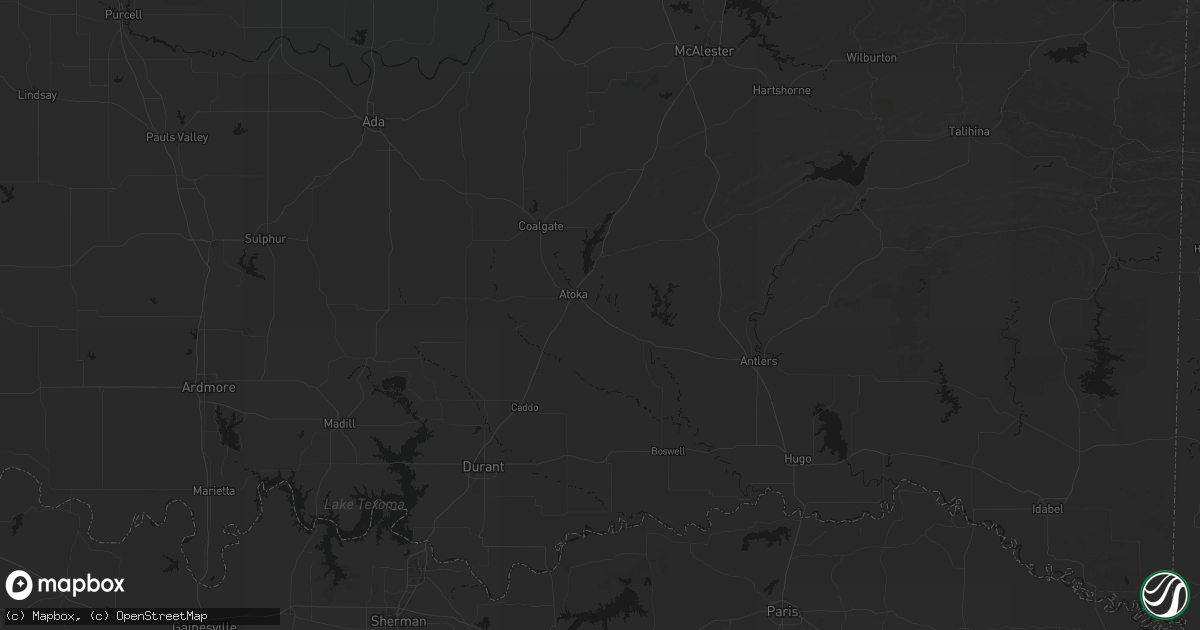 Hail map in Atoka, OK on June 24, 2026