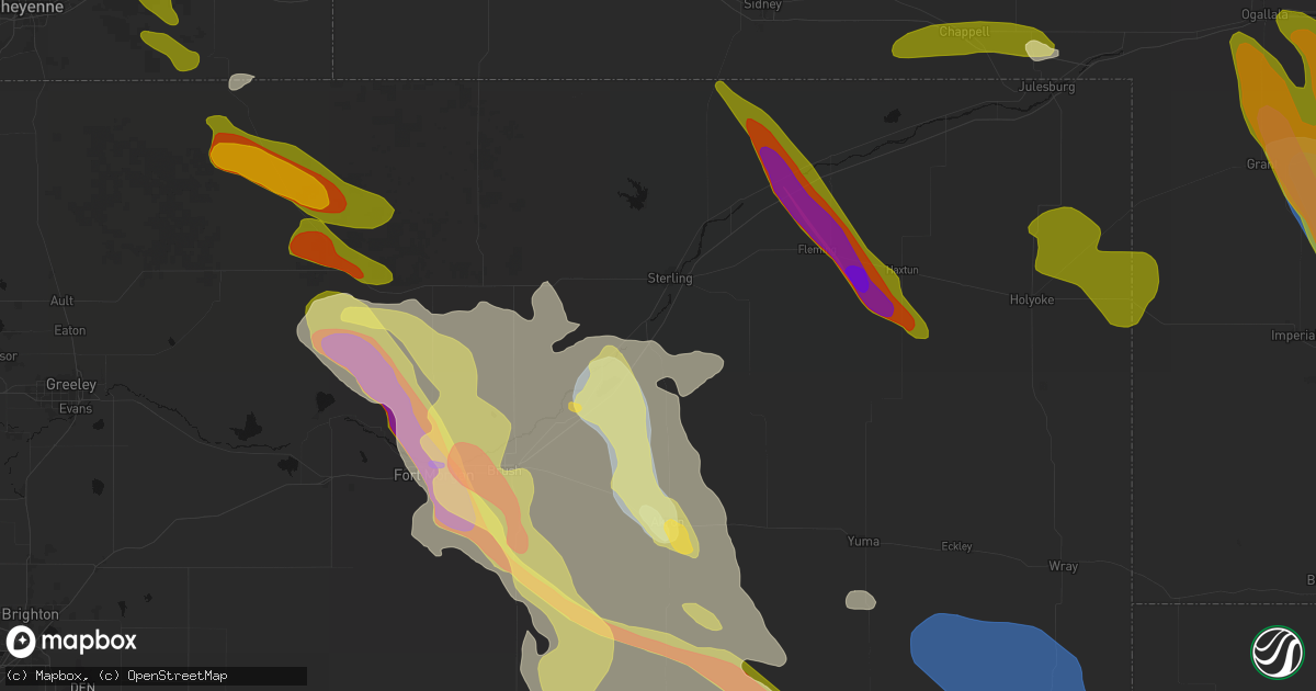 Hail map in Atwood, CO on June 24, 2026