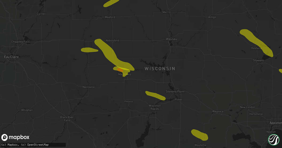 Hail map in Auburndale, WI on June 24, 2026