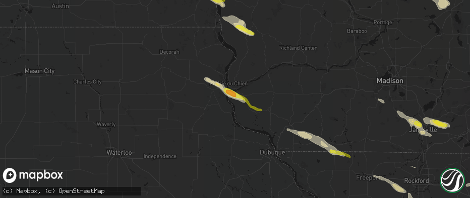 Hail map in Bagley, WI on June 24, 2026
