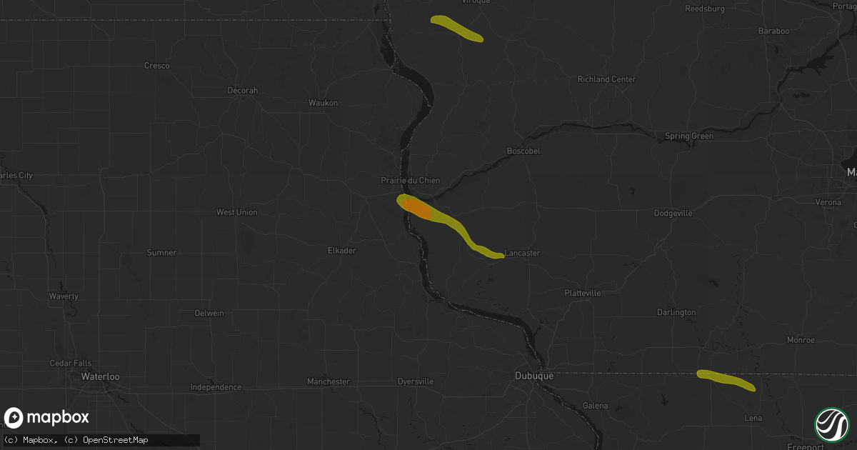 Hail map in Bagley, WI on June 24, 2026