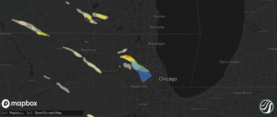 Hail map in Barrington, IL on June 24, 2026