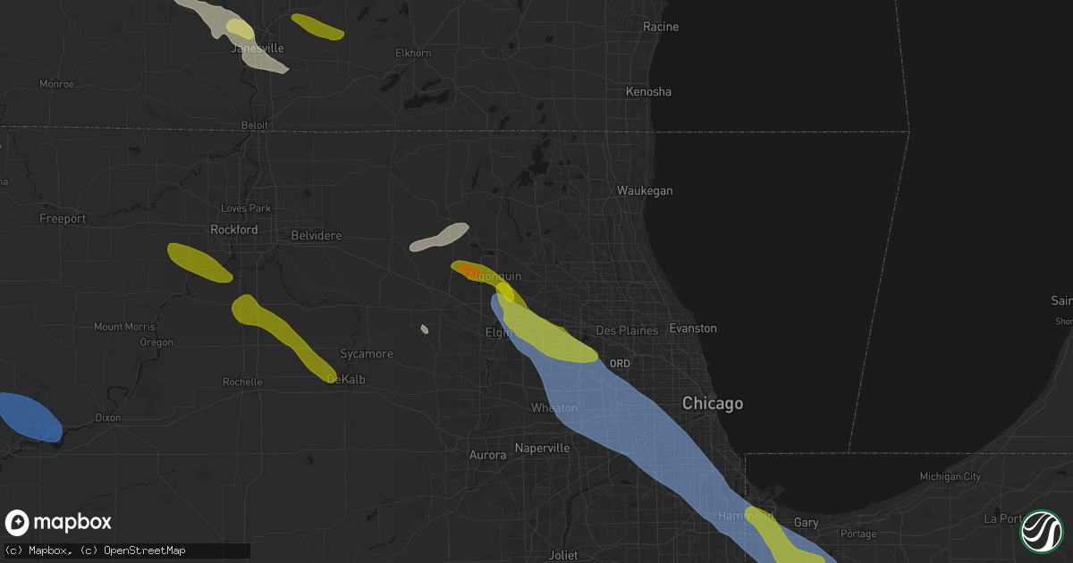 Hail map in Barrington, IL on June 24, 2026