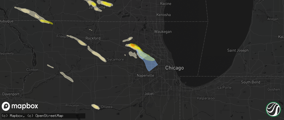 Hail map in Bartlett, IL on June 24, 2026