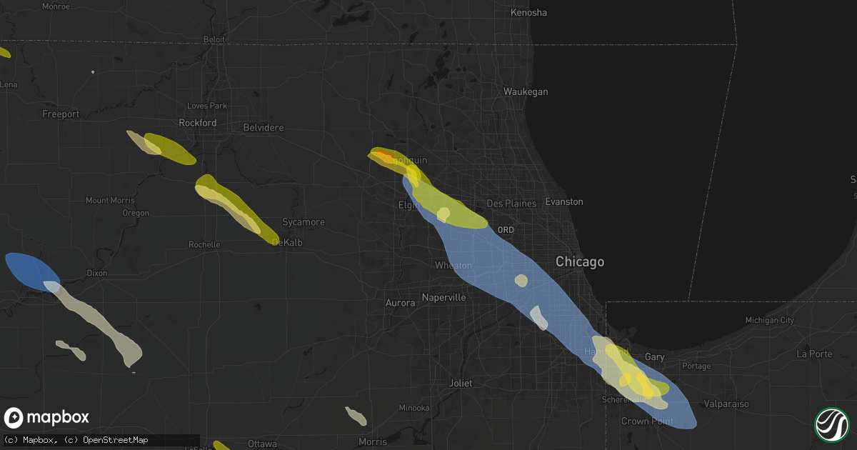 Hail map in Bartlett, IL on June 24, 2026