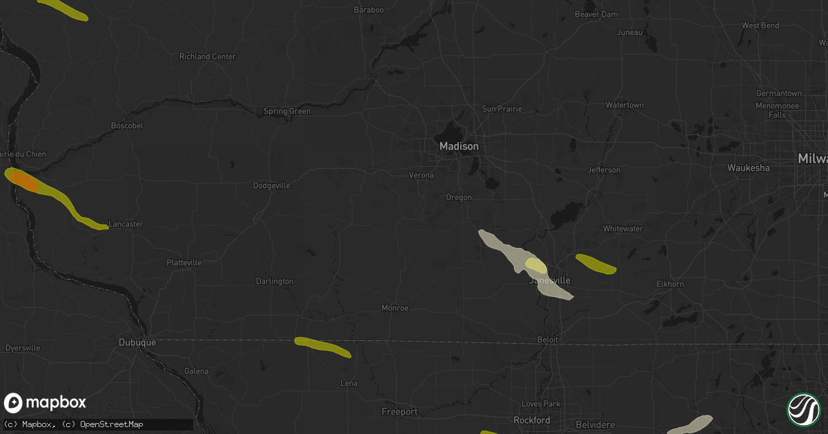 Hail map in Belleville, WI on June 24, 2026