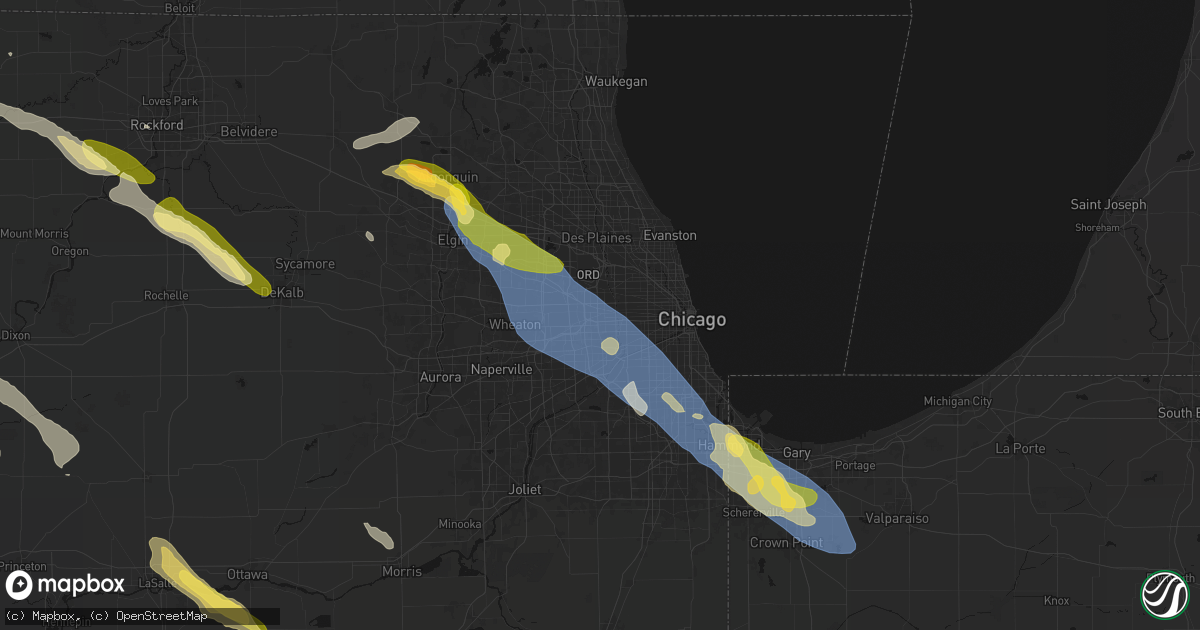 Hail map in Bellwood, IL on June 24, 2026