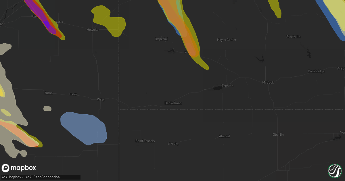 Hail map in Benkelman, NE on June 24, 2026