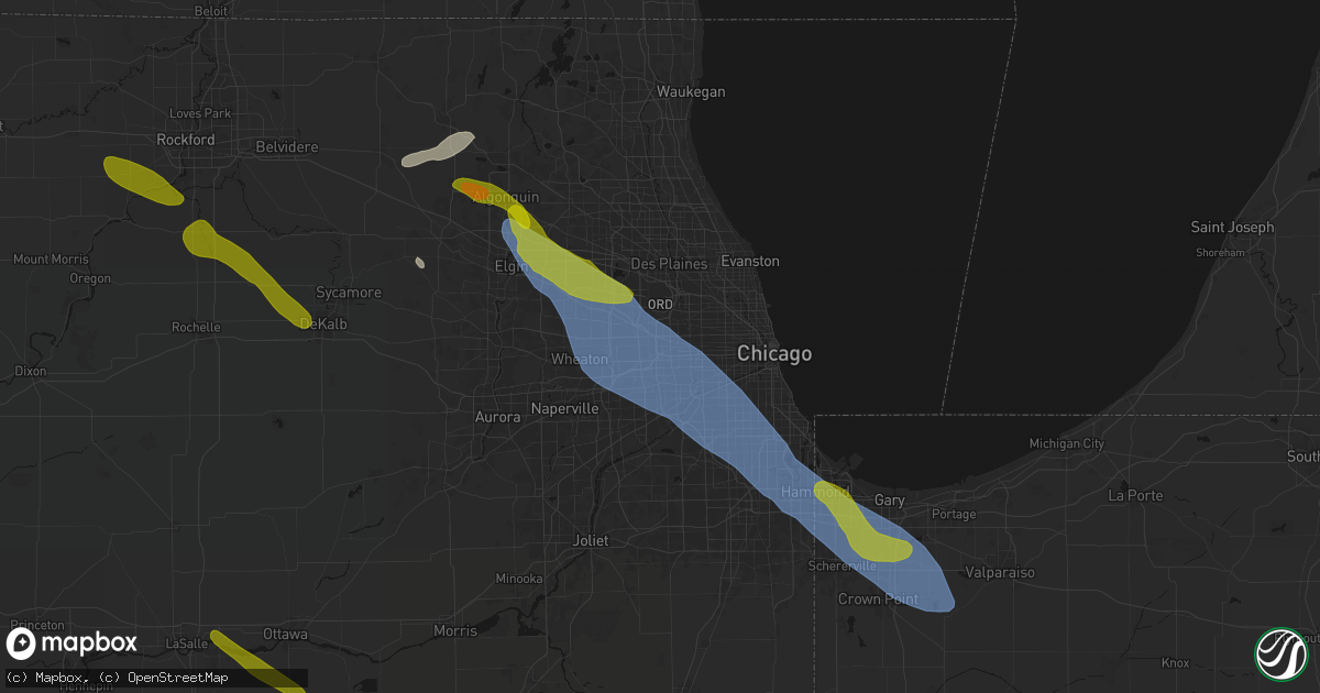 Hail map in Berkeley, IL on June 24, 2026