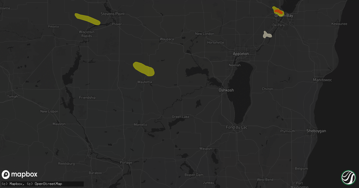 Hail map in Berlin, WI on June 24, 2026