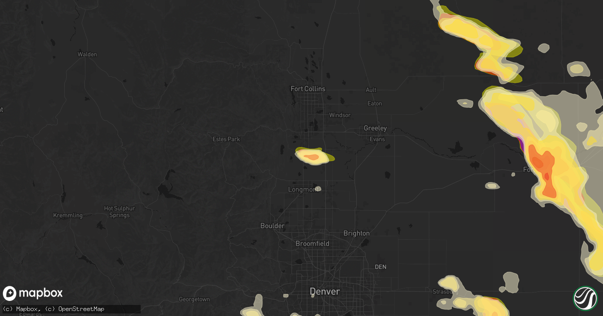 Hail map in Berthoud, CO on June 24, 2026
