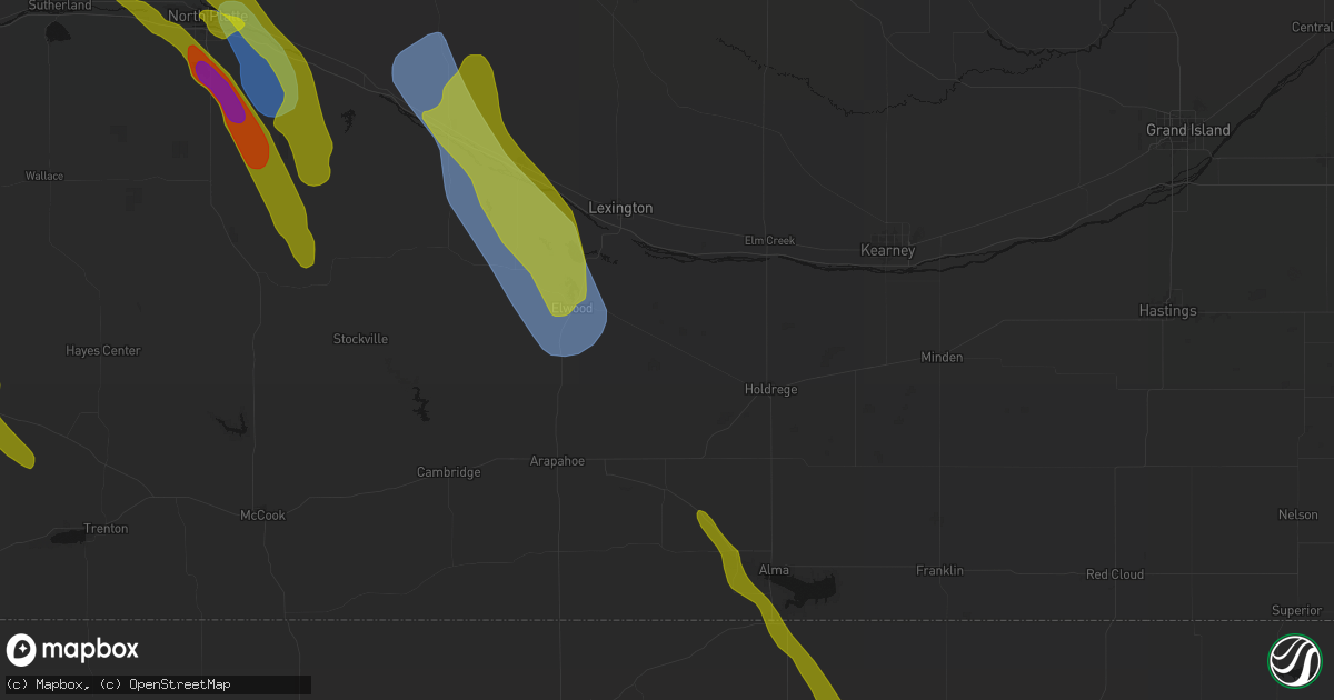 Hail map in Bertrand, NE on June 24, 2026