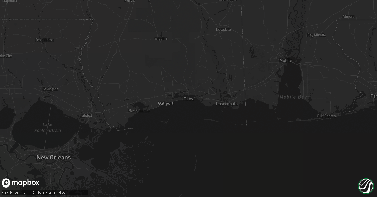 Hail map in Biloxi, MS on June 24, 2026