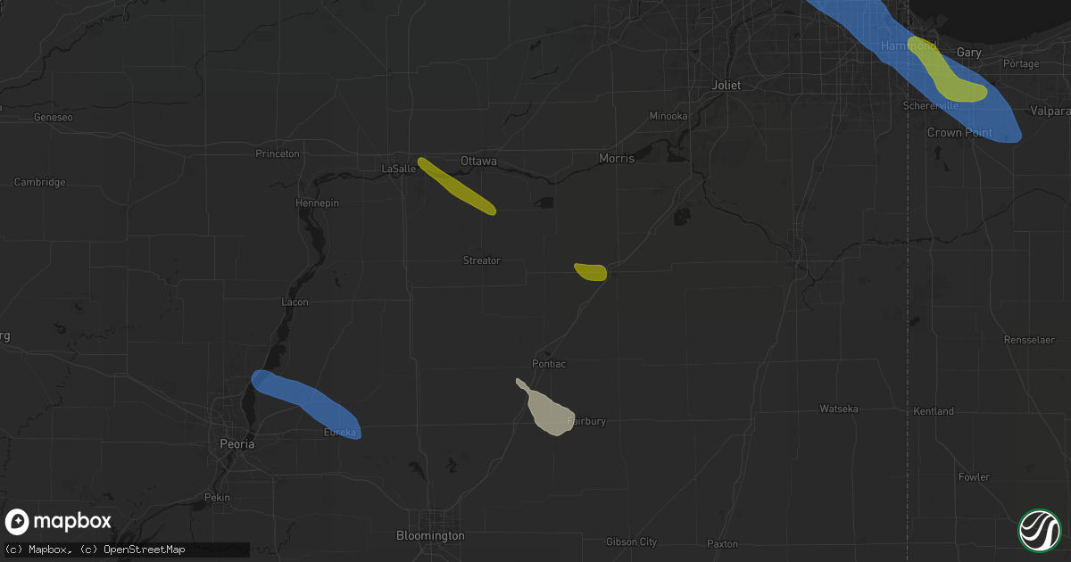 Hail map in Blackstone, IL on June 24, 2026