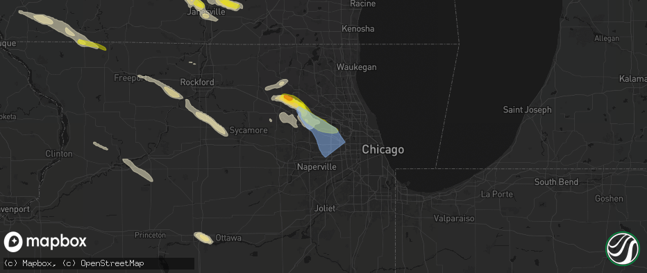 Hail map in Bloomingdale, IL on June 24, 2026