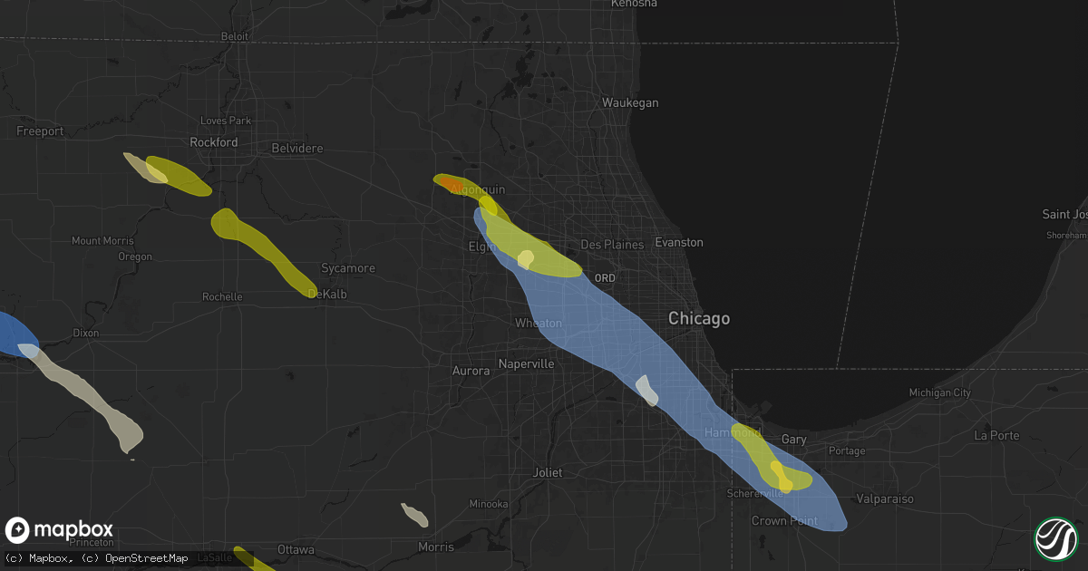 Hail map in Bloomingdale, IL on June 24, 2026