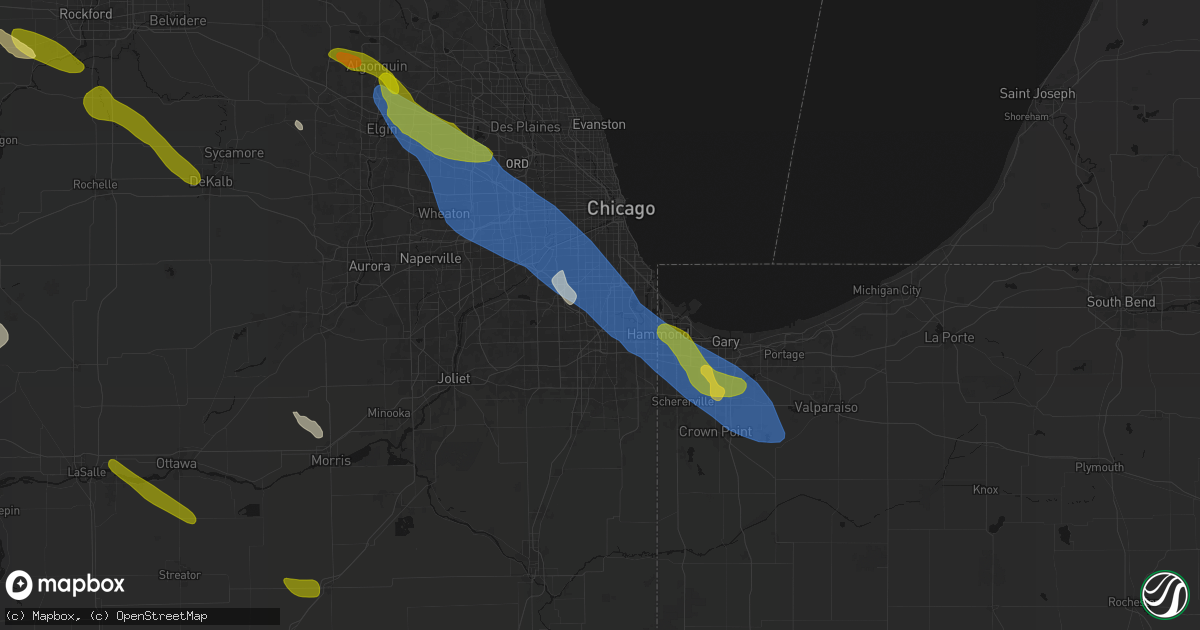 Hail map in Blue Island, IL on June 24, 2026